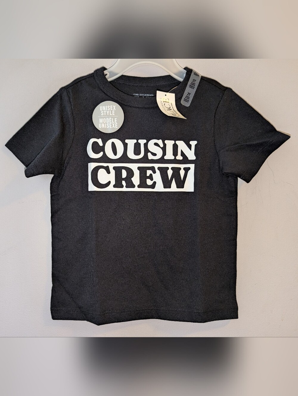🆕 The Children's Place "Cousin Crew" Toddlers Short Sleeve Tee - 2T Black White